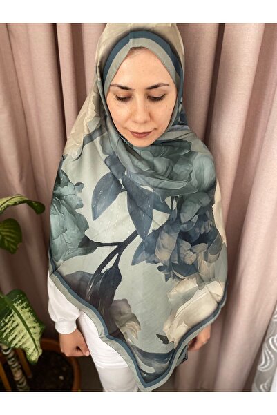 MODA Mineleşarp Lotus Pattern Blue Soft Shawl
