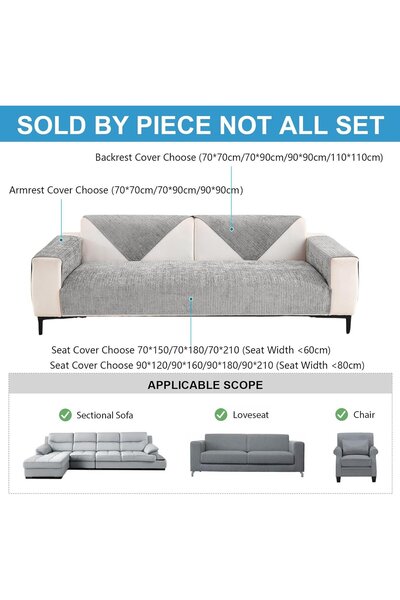 OEM Husă universală antiderapantă, protector solid pentru canapea cu textură groasă 70x90 cm, gri deschis