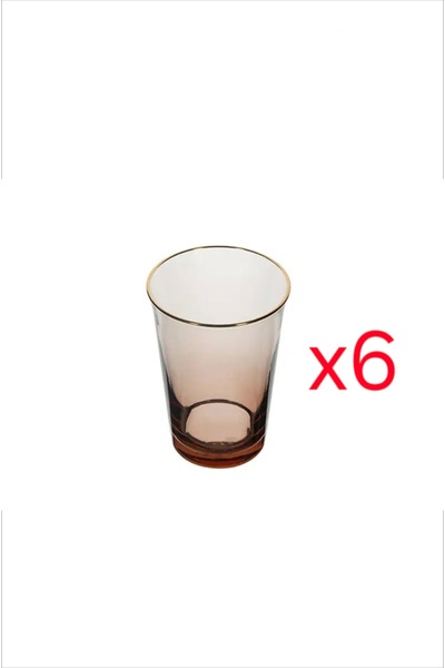 Porland Amber Gold Gilded Footless Set of 6 Water Glasses 290 Cc