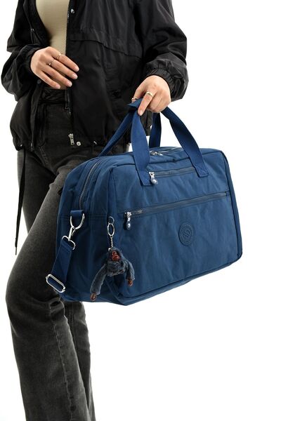 Çanta Trend Unisex Water Resistant Crinkle Fabric Cross Strap Navy Blue Color Travel and Sports Bag