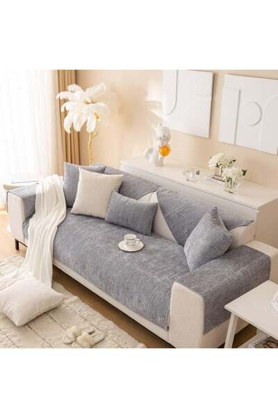 OEM Husă universală antiderapantă, protector solid pentru canapea cu textură groasă 70x90 cm, gri deschis