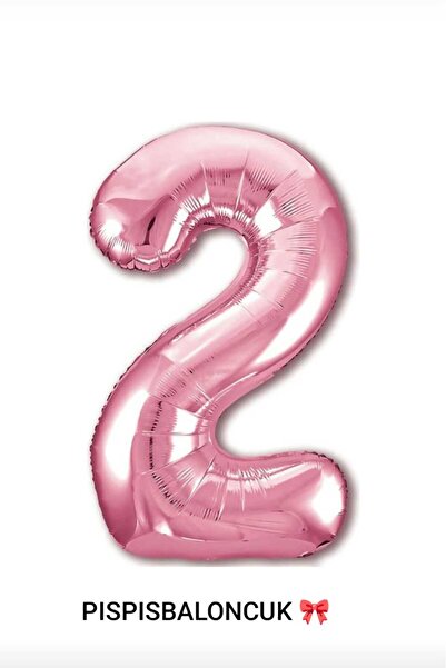 PISPISBALONCUK Krem Pembe Sarı Folyo Balon 2 Yaş Doğum Günü Süsleme Rakam Bal...