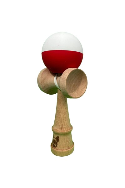 Kendama Interactive Wooden Toy 18 cm, Skill Game for Children and Adults, White Red