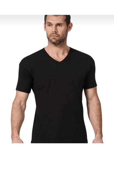 Namaldı Men's Ribbon Cotton Half Sleeve V-Neck Fanila 3 Pcs