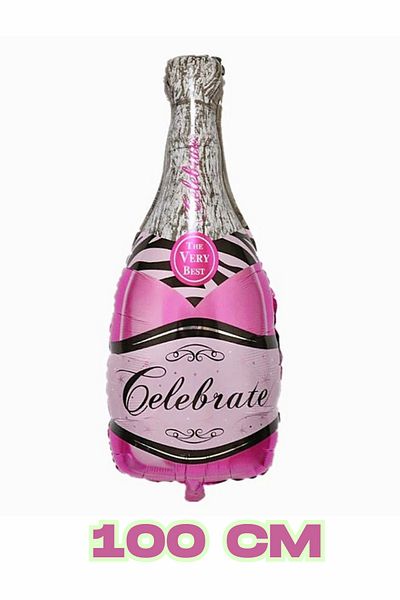 Baloncu Nene Pink Champagne Foil Balloon 1 Meter Birthday Celebration Special Day Ornament Material