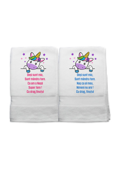 Ingift Set of 2 personalized towels Unicorn, text godmother baptism, 70×140 cm