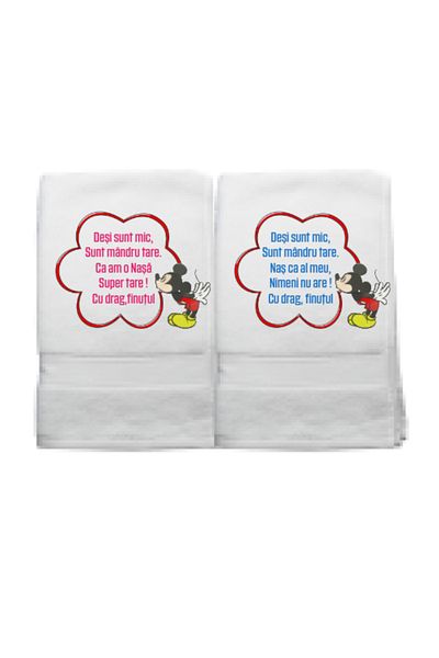 Ingift Set of 2 personalized towels Mickey Mouse, text godmother baptism, 70×140 cm
