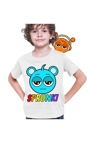 OEM Kids Boys' T-Shirt Sprunki Music Game Sky