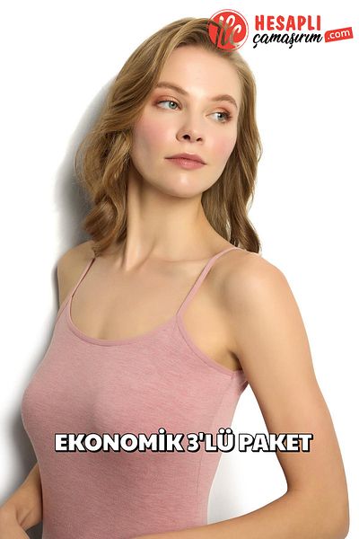 Jiber Women's Super Soft Silky Touch Bamboo Breathable String Strap Undershirt 3 Pack Rose