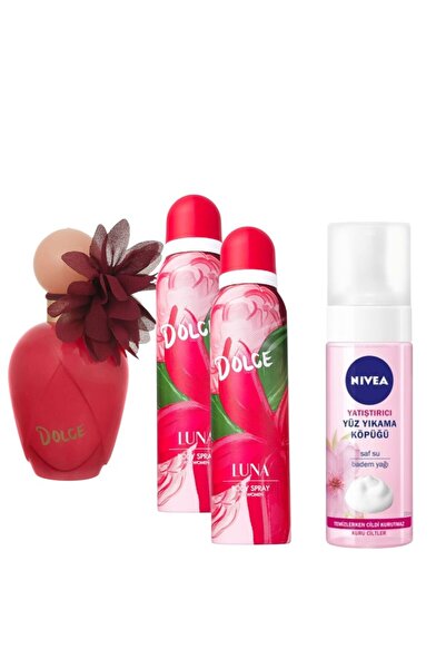 Dolce Luna EDT Kadın Parfümü 100ml + 2 Adet Deodorant + NIVEAYüz Yıkama Köpüğü Kuru Ciltler 150 Ml
