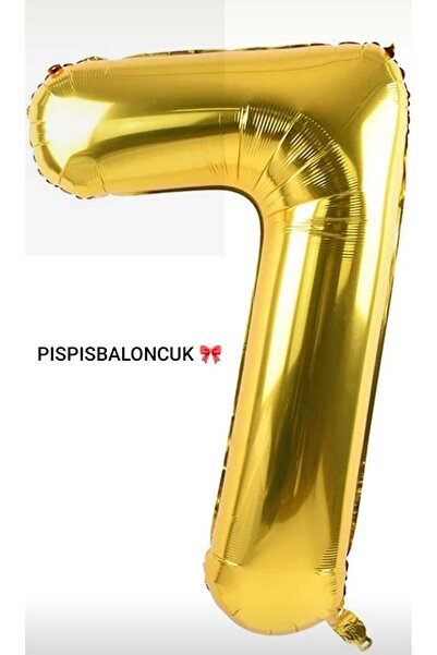 PISPISBALONCUK Krem Pembe Sarı Folyo Balon 7 Yaş Doğum Günü Süsleme Rakam Bal...