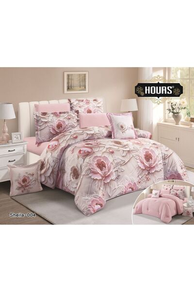 Gerenic مفرش ثري دي نفرين 8قطع نضام وجهين مقاس 240*220