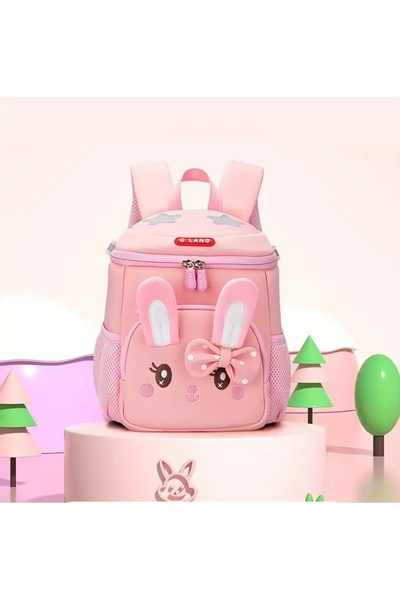 Didosh Party House Pink Rabbit Pattern School & Backpack for Girls (33X26X15 cm)