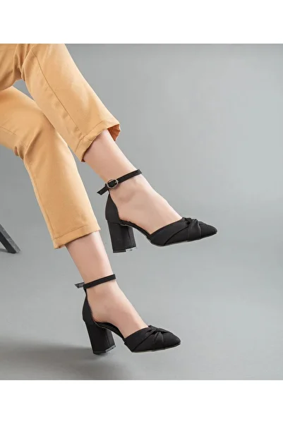 Felisya Butik Satin Bow Detailed Heeled Shoes 7 Cm-Felisyabutik