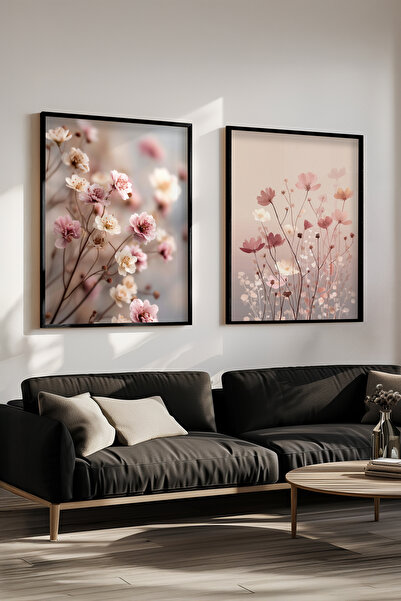 STARYUNA Set de picturi decorative moderne cu flori, cu rama din lemn negru Y...