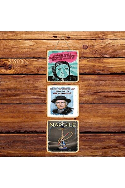 hazalshop Avem un narghilea dublu, afiș retro triplu din lemn.