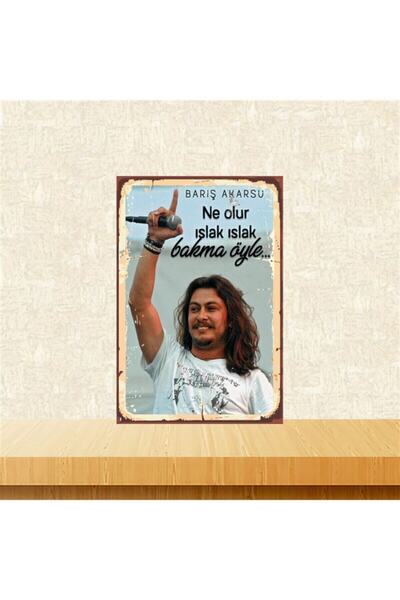 Pi Dekorasyon Barış Akarsu Islak Islak 20-30 Cm Retro Ahşap Poster Tkfx4335