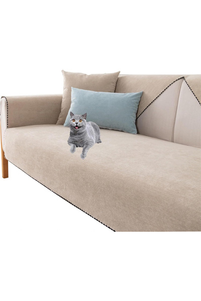 OEM Universal non-slip sofa cover, solid sofa protector with thick texture 100x100 cm, light cream