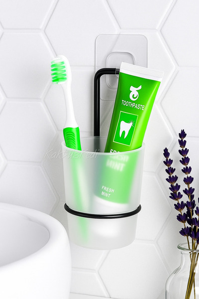 KaktüsKedi Αυτοκόλλητη μεταλλική θήκη οδοντόβουρτσας