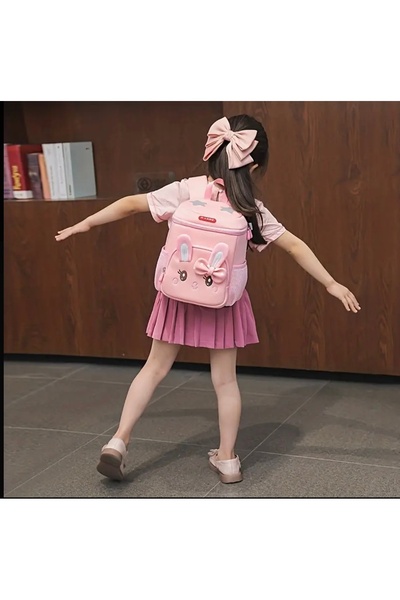 Didosh Party House Pink Rabbit Pattern School & Backpack for Girls (33X26X15 cm)