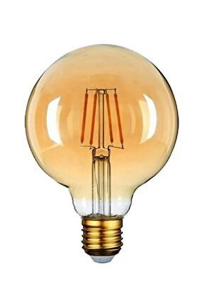 decory 6 Watt G95 Rustik Led Ampul Bal Renk Cam Gün Işığı E27 Duylu