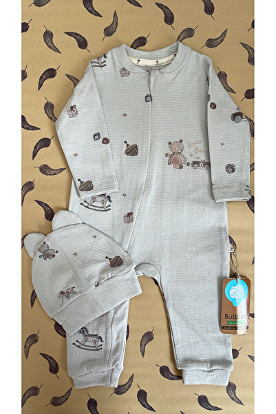 HENGAME Bubbles Organic Cotton Zippered Teddy Bear Hat Baby Boy Jumpsuit – Gr...