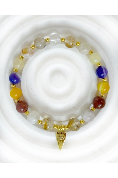 Thorparacord . Doğal Taş Enerji Bileklik – Citrin, Sarı Akik, Mavi Akik, Kuva...