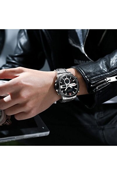 Curren 8384 Men's Chronograph Digital Analog Watch with Stainless Steel Strap