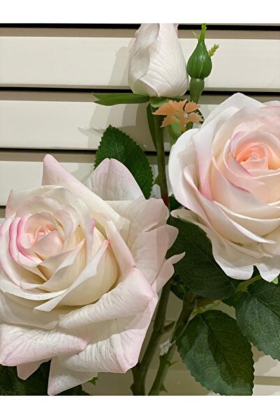 Dekordan House Yapay 1. Kalite 3 Dal Islak Gül Demeti (75cm)