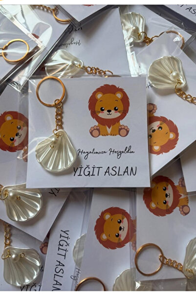 cenka 15 Adet Aslan Figürlü İstiridye Anahtarlık Doğum Günü Hediyelik Hoşgeld...