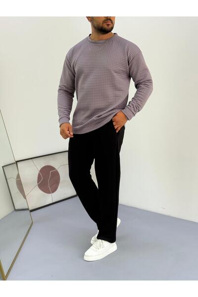 Baycombine35 Men's Quilted Patterned Waffle Fabric Tracksuit Set