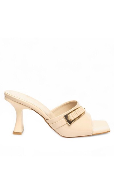 Aemido Sief bej patent leather high heeled slippers