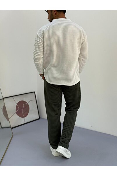 Baycombine35 Ανδρικό σετ αθλητικής φόρμας με καπιτονέ υφασμάτινο σχέδιο βάφλα