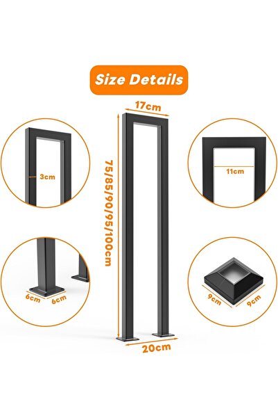 OEM Stainless steel railing 95cm, "U" shaped, painted black, with installation kit - price per piece