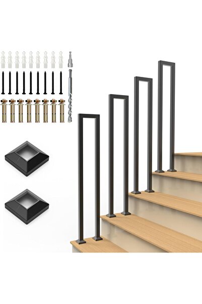 OEM Stainless steel railing 95cm, "U" shaped, painted black, with installation kit - price per piece