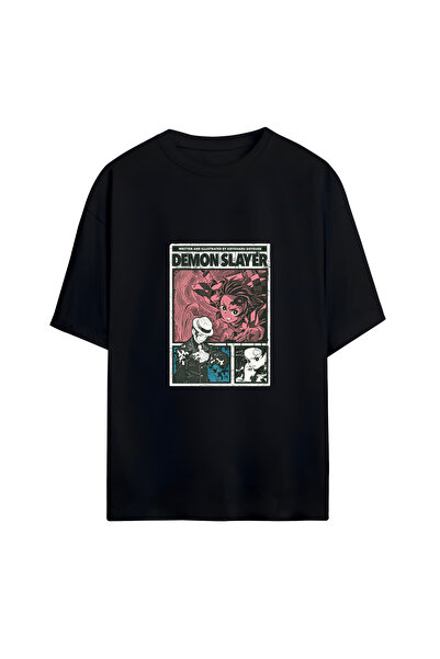 GraffTee تي شيرت قطن كبير الحجم للجنسين من Demon Slayer
