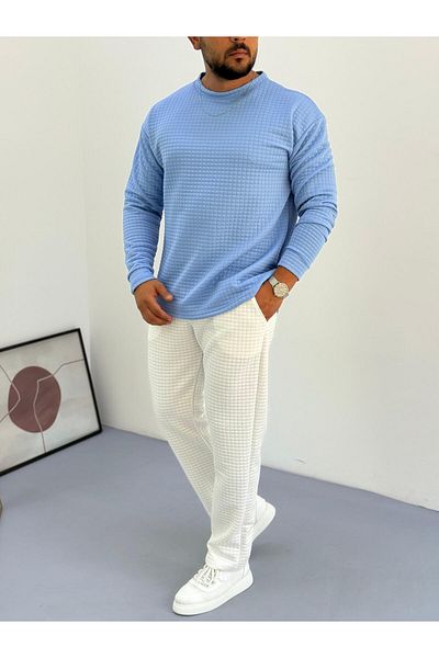 Baycombine35 Men's Quilted Patterned Waffle Fabric Tracksuit Set