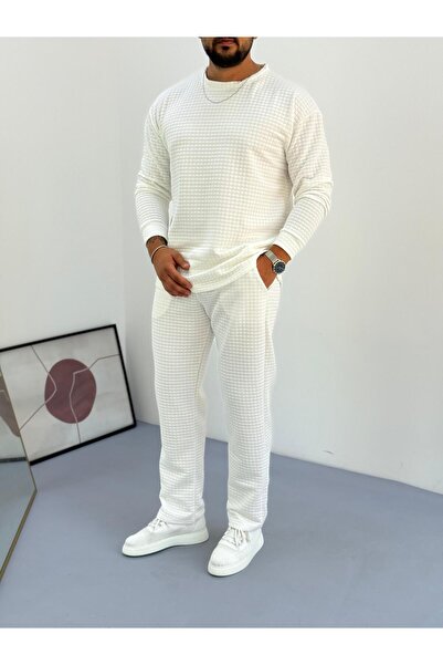 Baycombine35 Ανδρικό σετ αθλητικής φόρμας με καπιτονέ υφασμάτινο σχέδιο βάφλα