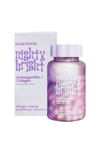 New Moon Nighty Bright Ashwagandha + Collagen 60 Caps x 500mg For Skin Brightening & Stress Relief
