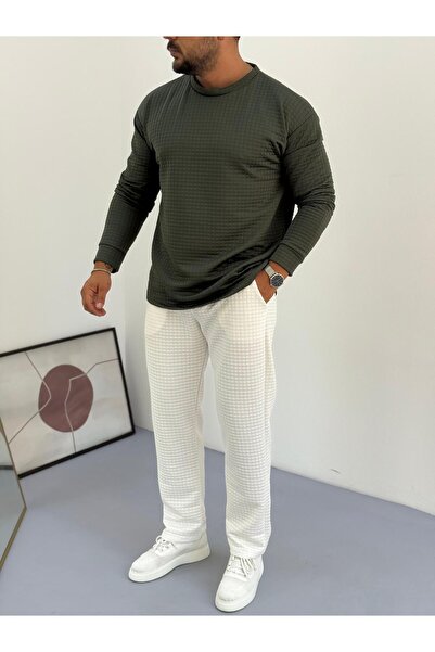 Baycombine35 Ανδρικό σετ αθλητικής φόρμας με καπιτονέ υφασμάτινο σχέδιο βάφλα