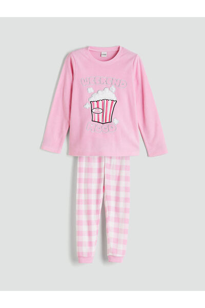 LC Waikiki Sparkling Choices from Shining Store |   Crew Neck Fleece Girls' Pajama Set