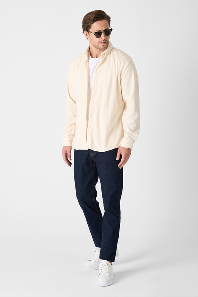 GEİO Men's Regular Fit Winter Velvet Fabric Shirt