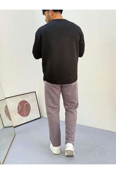 Baycombine35 Ανδρικό σετ αθλητικής φόρμας με καπιτονέ υφασμάτινο σχέδιο βάφλα