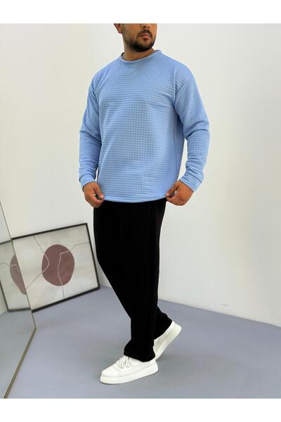 Baycombine35 Men's Quilted Patterned Waffle Fabric Tracksuit Set