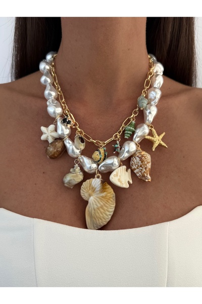 Luparadis Special Series Seashell Charm Pearl Gold Double Brand Model Necklace