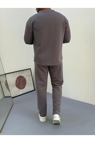 Baycombine35 Ανδρικό σετ αθλητικής φόρμας με καπιτονέ υφασμάτινο σχέδιο βάφλα