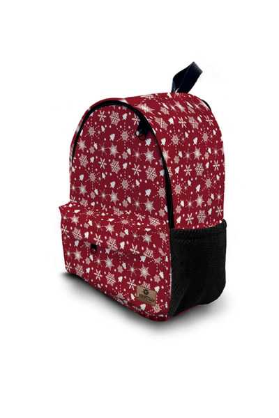 Kokopatik Burgundy Snow Patterned School Bag