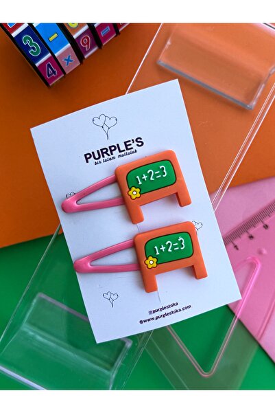 PURPLE'S BİR TUTAM MUTLULUK Writing Board Object Snap Buckle Set of 2 // Girl's Buckle // School Buckle