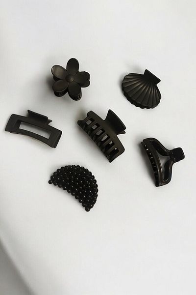 AYMETA Жіночі 6 штук 6 різних моделей 6 см чорні затискачі для волосся