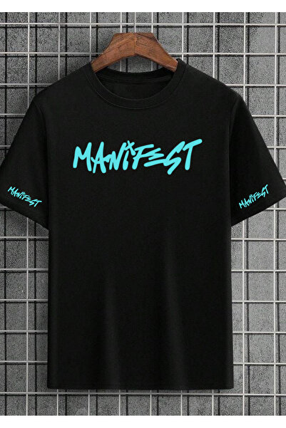 lovver تي شيرت مانيفيست جروب بتصميم خاص ملون مكتوب عليه مانيفيست للحفلات المو...